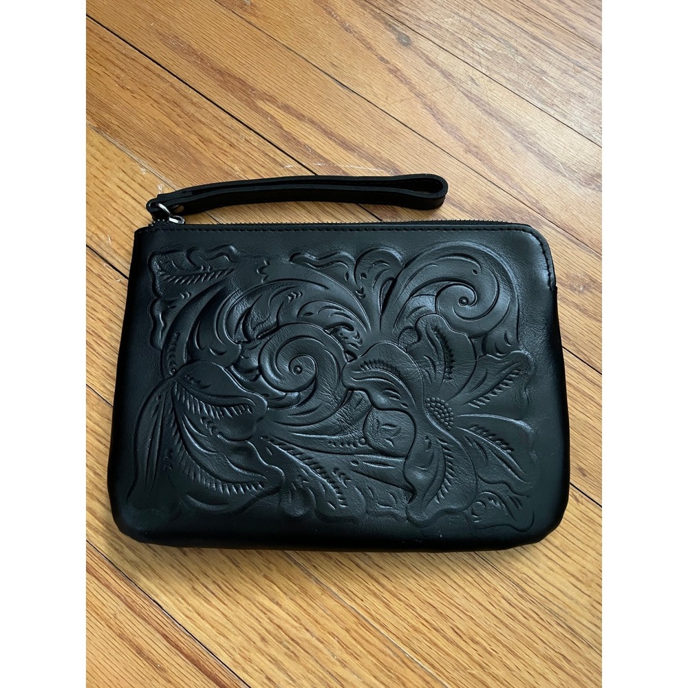 Patricia Nash Wristlet Wallet Clutch Tooled Leather Black Women‎ Accessories